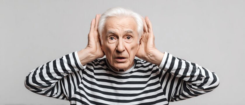 Elderly man showing surprise and disbelief emotions.