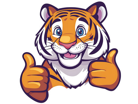 Tiger Flat Vector Illustration, Cute Wildlife Animal Cartoon Icon Isolated on White Background