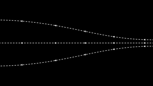 Abstract flowing white dashed lines on a black background