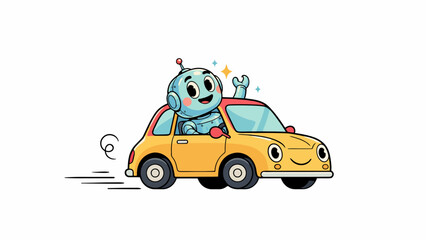 Fototapeta premium Robot driving a car