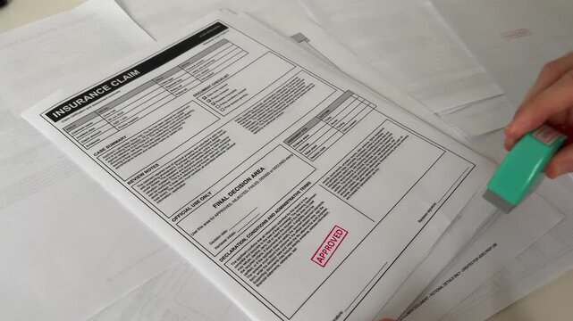 Insurance Claim Form Marked Approved With Green Stamp