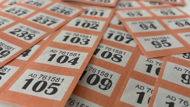 Numbered Raffle Ticket Sheet for Prize Draw