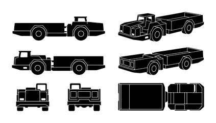 Articulated Mining Truck Vector Icons, Heavy Equipment Silhouettes, Industrial Vehicle Illustrations © Krishna