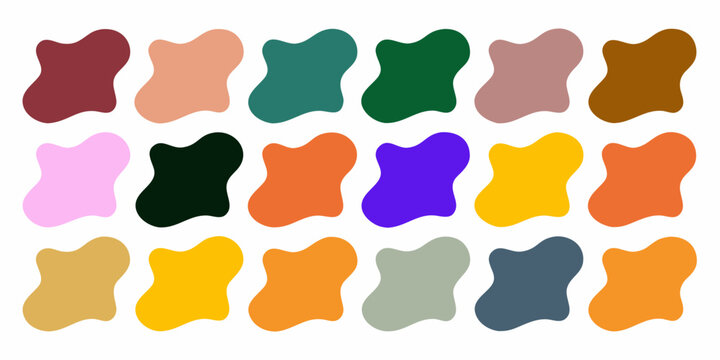 organic blob shapes in vibrant flat colors on white background colorful abstract pattern design graphic art modern simple minimalist visual