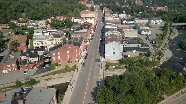 Aerial view of Port Hope's Walton Street famously served as the fictional town of Derry, Maine, in Stephen King's horror films IT