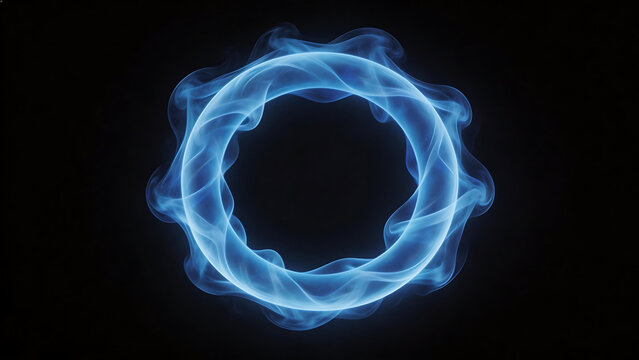 Blue smoke ring on black background