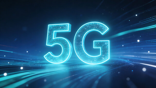 5G technology symbol on digital background
