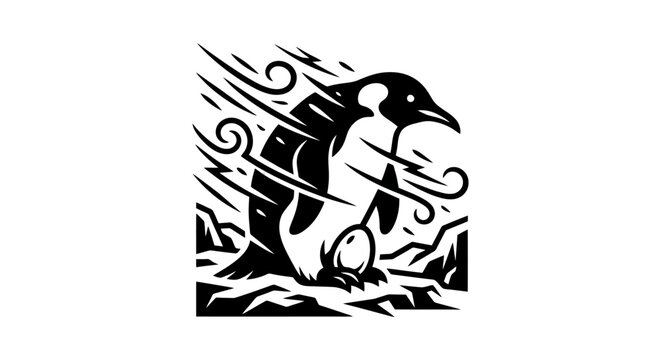 A stylized illustration of a penguin.