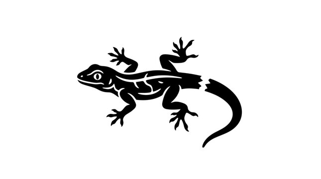 Black silhouette of a lizard isolated.