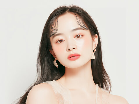 美容, 女性, スキンケア, 化粧品, ビューティー, 若い女性, 美肌, 日本人, アジア人, フェイシャル, メイク, 美容液, 保湿, クリーム, エイジングケア, 美容医療, エステ, 美容クリニック, 肌ケア, ナチュラルメイク, 透明感, ツヤ肌, モデル, 笑顔, ポートレート, クローズアップ, リラックス, 癒し, 健康的, 美白, コラーゲン, ヒアルロン酸, アンチエイジング