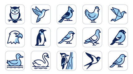 Obraz premium Collection of Bird Icons Featuring Various Species and Styles