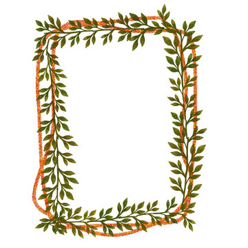 Green Leafy Border with Glitter