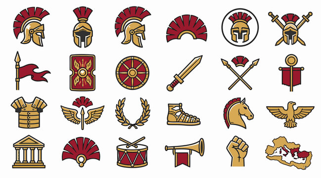 Colorful Roman Military and Heraldic Symbols Collection.