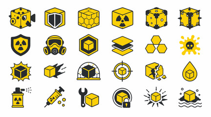 Fototapeta premium Collection of yellow hazard and warning icons set.