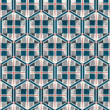 Modern Minimalist Hexagonal Shepherd'S Hybrid Checks Seamless Textile Pattern for Fashion and Fabric Design