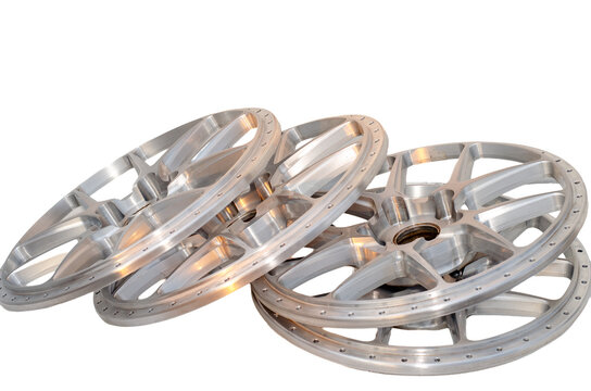 close up of custom aluminum alloy car wheels,on a white background 