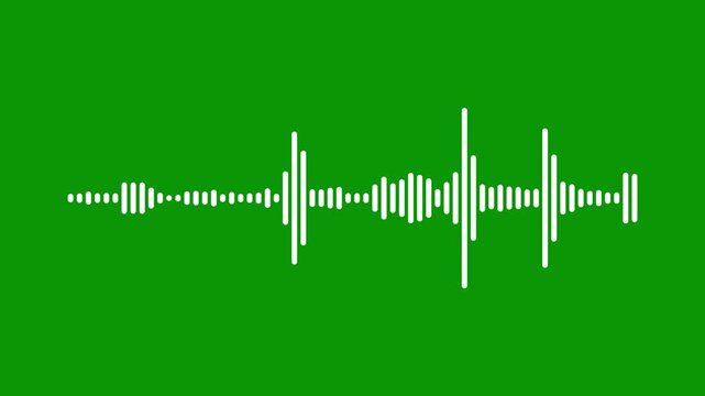 White audio visualization effect. White audio waveform spectrum animation,  music waveform equalizer, digital voice signal motion, clean line design, green background video,4k animation