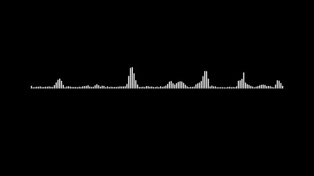 Sound line audio wave visualization voice record animation on black background, modern music bars animation, digital podcast waveform, high quality audio visualization element. 4k video