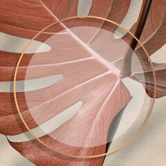 Golden round monstera frame background © Rawpixel.com