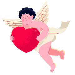 Illustration of Cupid with a heart