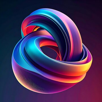 Vibrant colorful swirling abstract shape.