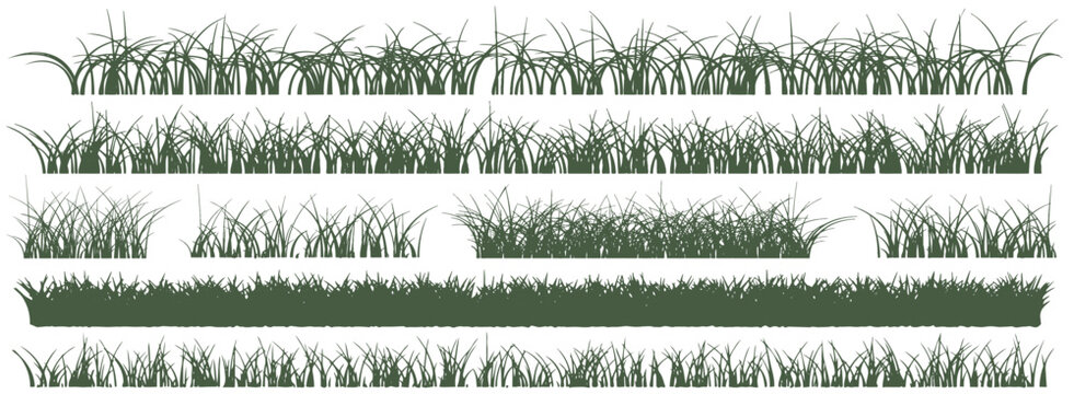 Set of grass and foliage silhouettes