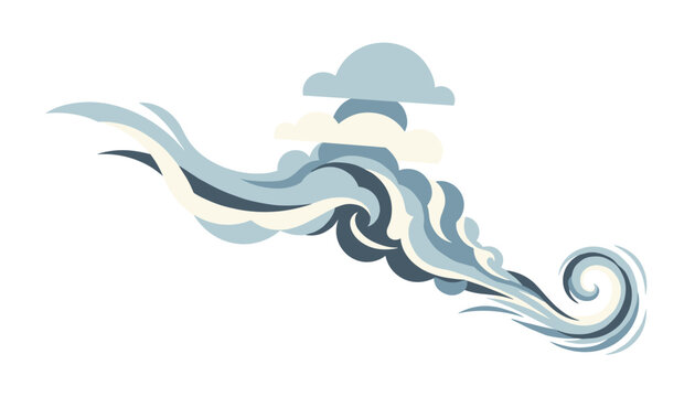 Stylized wave and cloud illustration in a traditional Japanese woodblock print style over a white background.