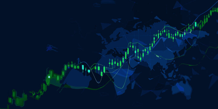 financial line charts over world map vector illustration blue green data visualization economy market trend analysis investment finance global business