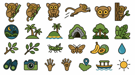 Colorful flat icons of nature animals and plants. © Santi