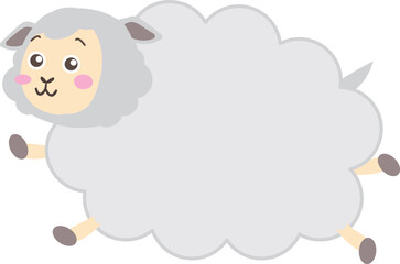 Obraz premium 羊の体がフレームになったかわいい未年イラスト コピースペース付き