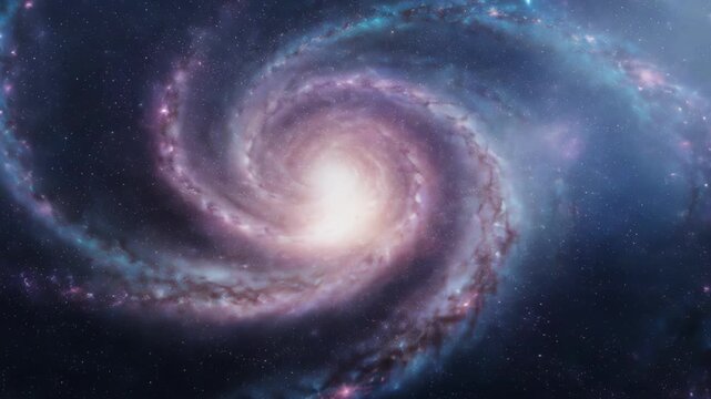 A vibrant spiral galaxy glowing with blue and purple hues in deep space