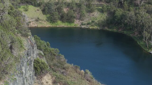 High angle view of blue lake in mount gambier, australia