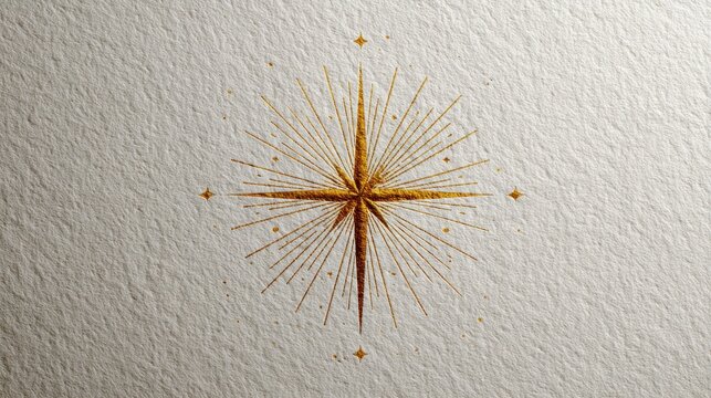 Golden Bethlehem star on textured paper background with elegant festive Christian design