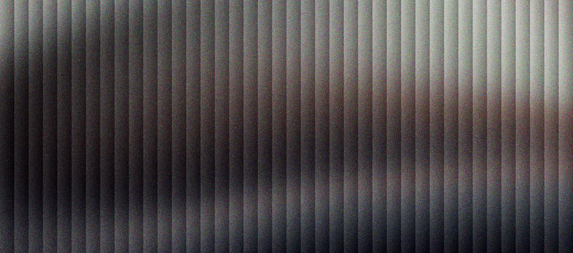 Abstract fluted glass texture with vertical lines and soft shadows. Ribbed glass background with blurred dark shapes and light refraction. Frosted reeded glass panel for modern interior design.