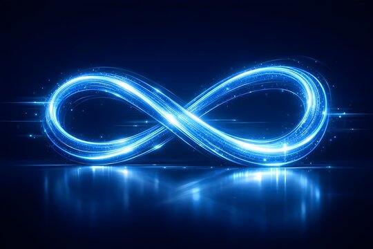 infinite glowing blue energy loop forming futuristic abstract technology background