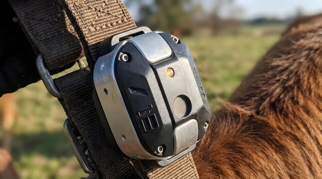 Livestock Health Tracking Collar Sensor Close-Up