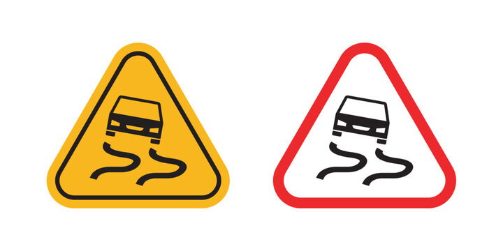 Slippery road sign