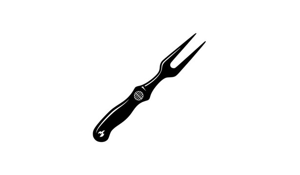 Black meat fork with decorative handle