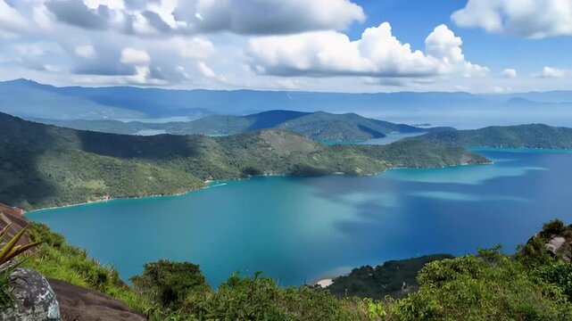 Saco do Mamangua, a tropical fiord in Paraty, Rio de Janeiro, Brazil. Time Lapse