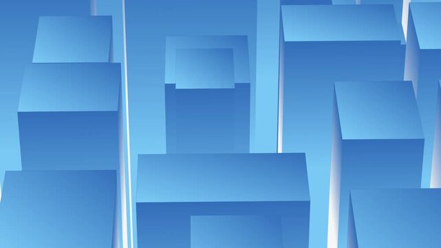 Abstract 3d blue and white gradient rectangles moving seamless loop background