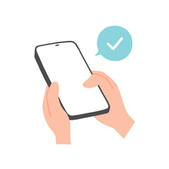 スマホを両手で操作する手のイラスト © ひび
