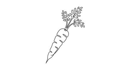 Naklejka premium Minimalist carrot line art illustration on white.