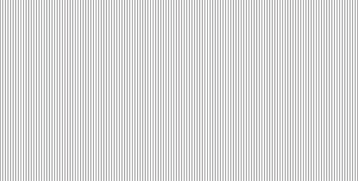 Seamless pattern of thin vertical parallel lines in black on a white background creating a simple striped texture isolated on transparent background
