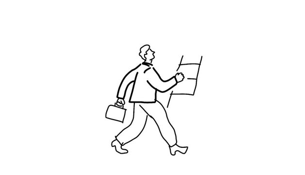Line Drawing Climbing Star Ladder for Success Presentations
