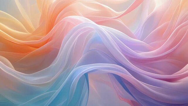 Abstract flowing translucent fabric with pastel rainbow colors