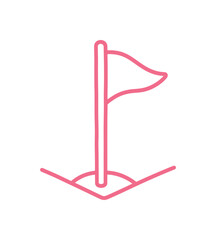 Pink Outline Corner Flag Icon for Sports and Recreation. © NurKholilatul