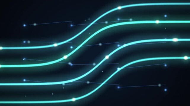 Artificial Intelligence Neural Network with Glowing Sigmoid Curves and Data Analytics Seamless Loop Background