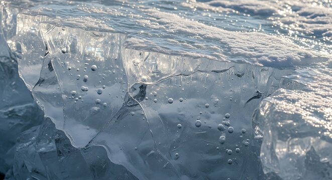 Melting Glacier Iceberg Amidst Cold Blue Environment.