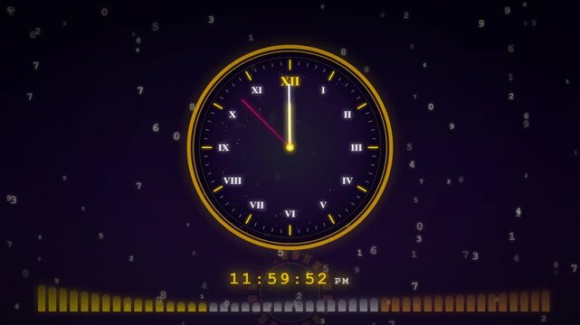Animated Countdown Clock Approaching Midnight