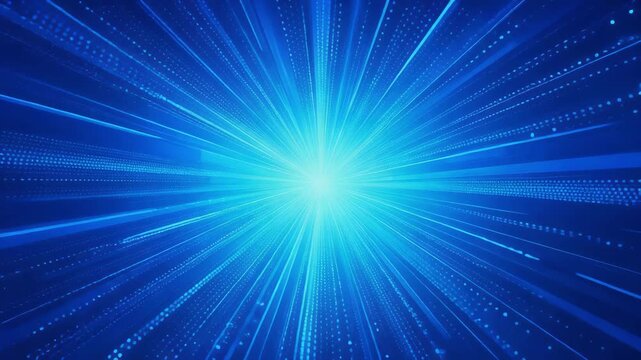 Bright blue radial light burst with dotted and linear patterns